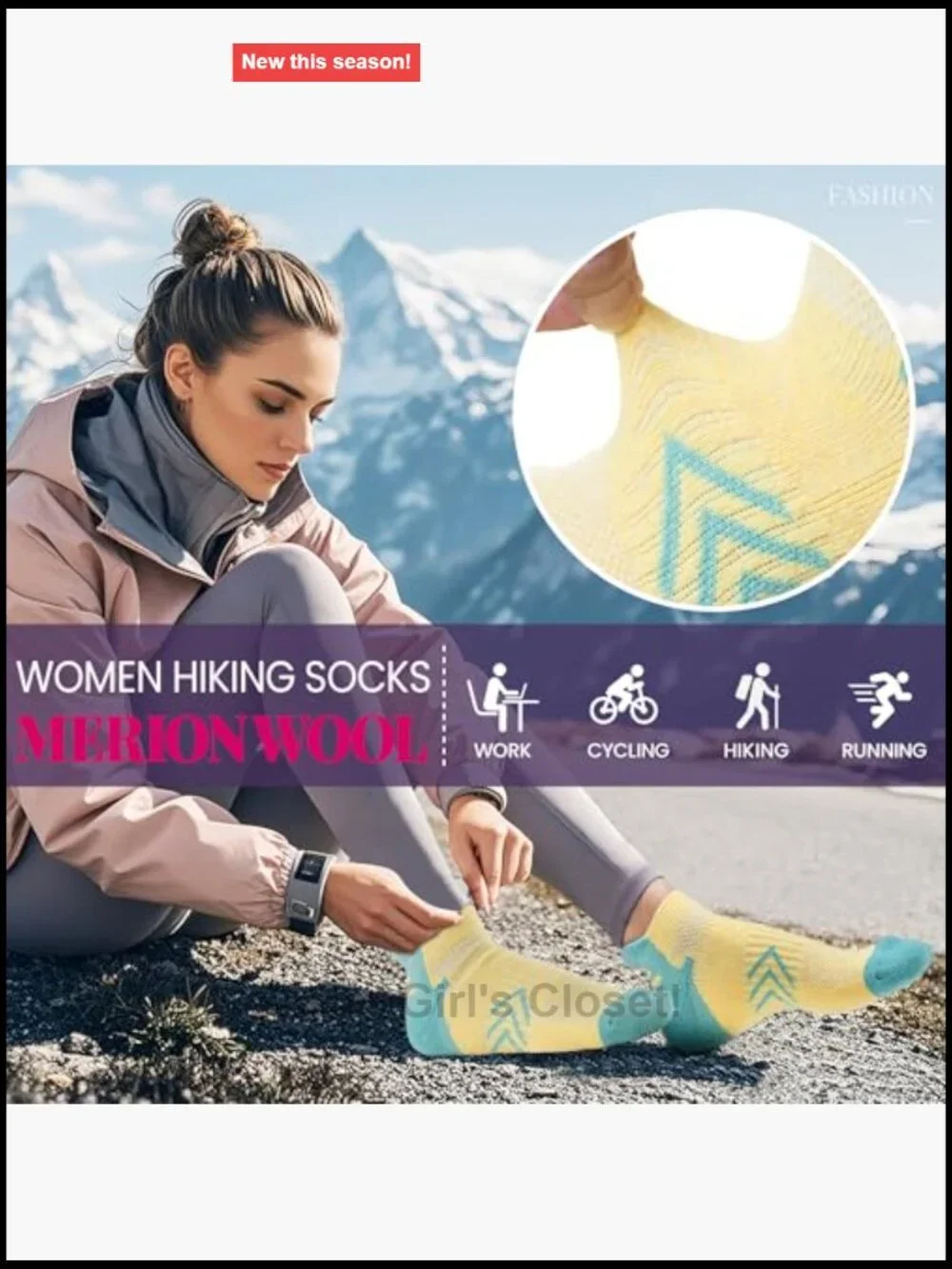 Merino Wool Ankle Hiking Running Socks for Women - 6 Pairs